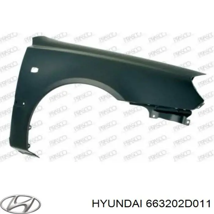 663202D011 Hyundai/Kia guardabarros delantero derecho