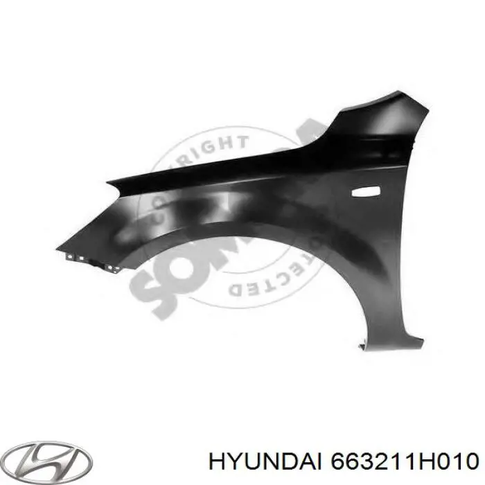 663211H010 Hyundai/Kia guardabarros delantero derecho