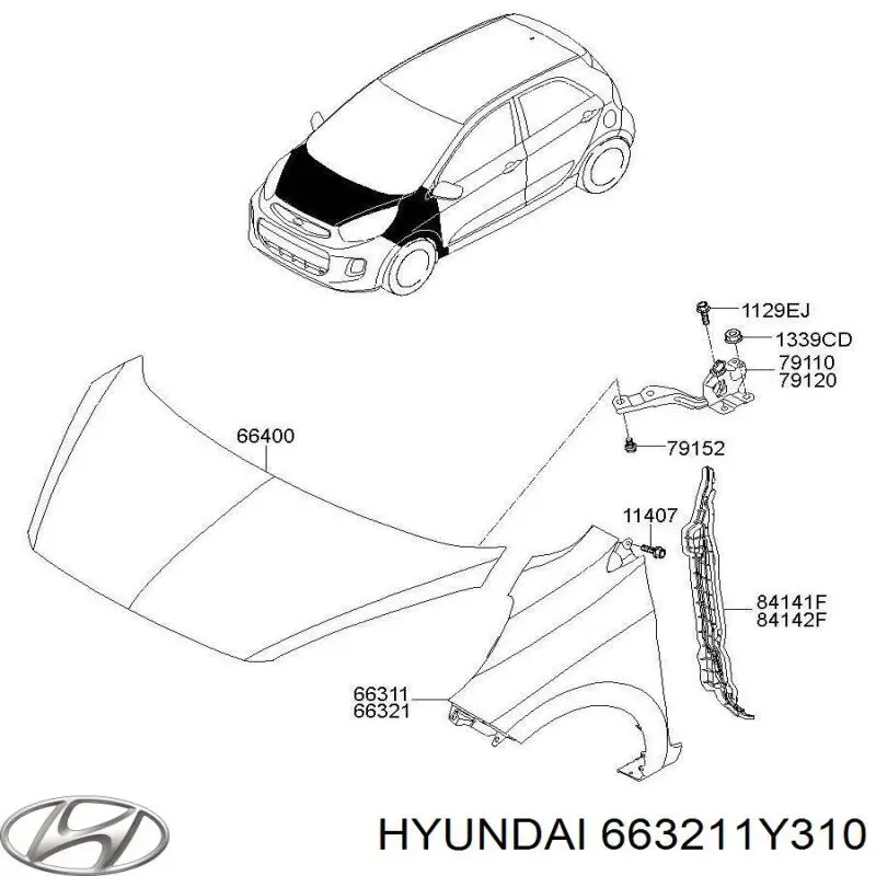 663211Y300 Hyundai/Kia Aleta delantera