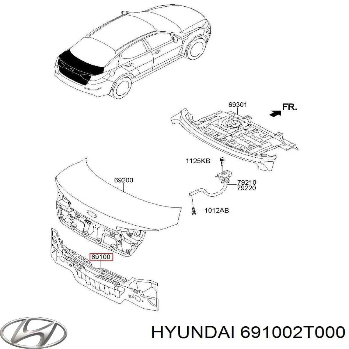 691002T000 Hyundai/Kia panel del maletero trasero
