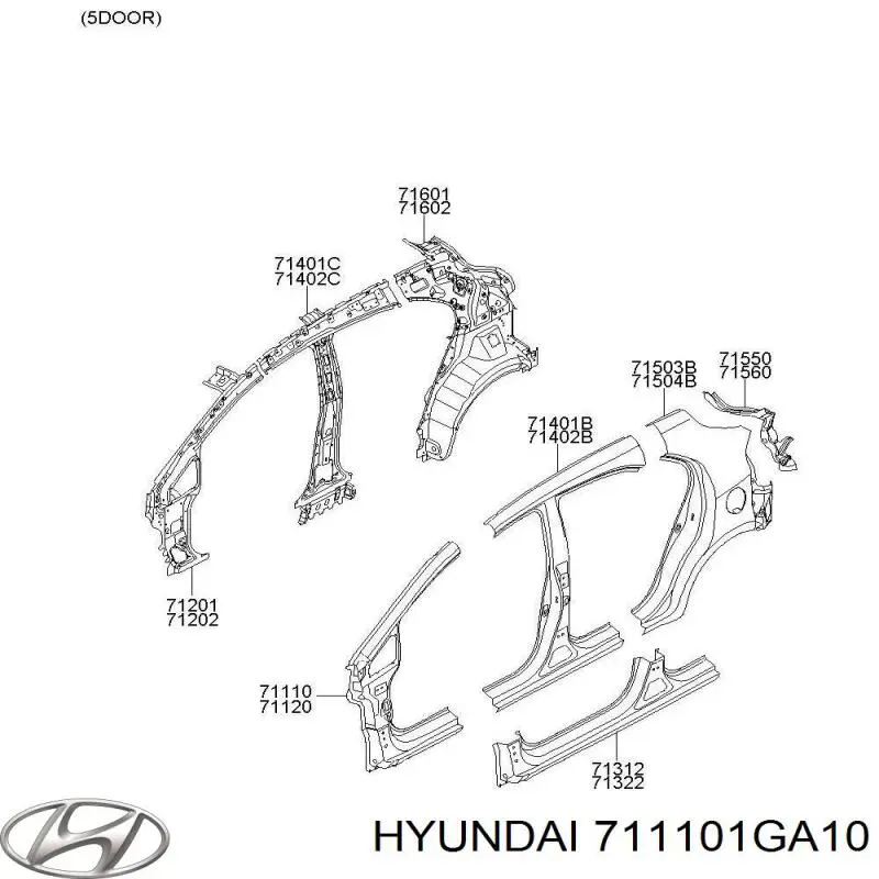 Pilar delantero izquierdo de la carrocería Hyundai/Kia 711101GA10 precio, desde 813,69 EUR