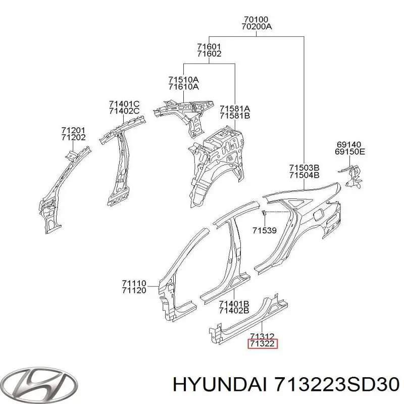 Chapa de acceso derecha Hyundai Sonata (YF)