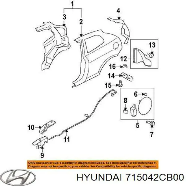 Guardabarros trasero derecho para Hyundai Coupe (GK)