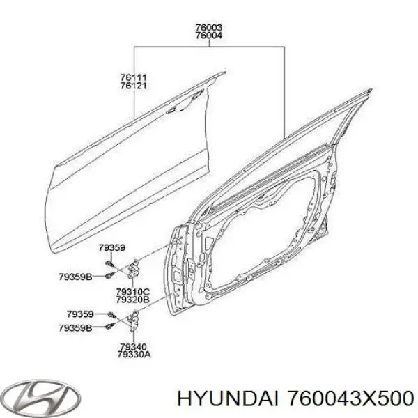 Puerta delantera derecha Hyundai/Kia 760043X500 precio, desde 231,55 EUR