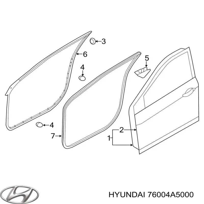 76004A5000 Hyundai/Kia Puerta delantera derecha