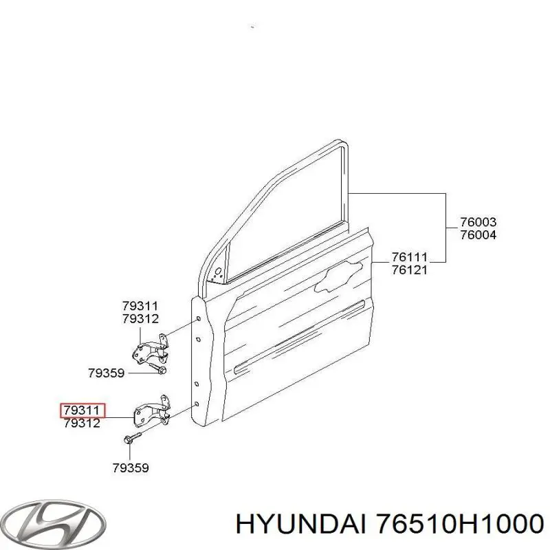 76510H1000 Hyundai/Kia bisagra de puerta delantera