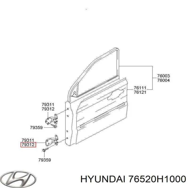 76520H1000 Hyundai/Kia bisagra de puerta delantera