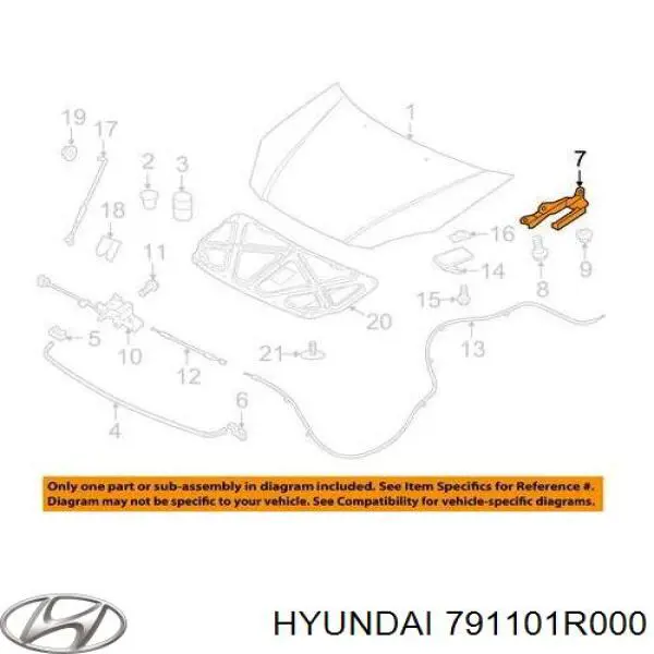 Bisagra izquierda del capó Hyundai/Kia 791101R000 precio, desde 15,37 EUR