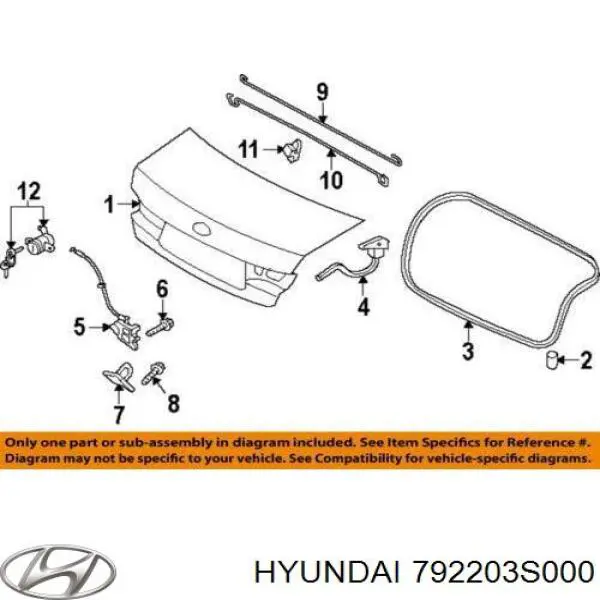 792203S000 Hyundai/Kia conjunto de bisagra, puerta del maletero