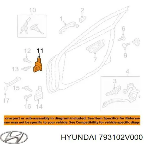 Bisagra de puerta delantera izquierda para Hyundai Accent 
