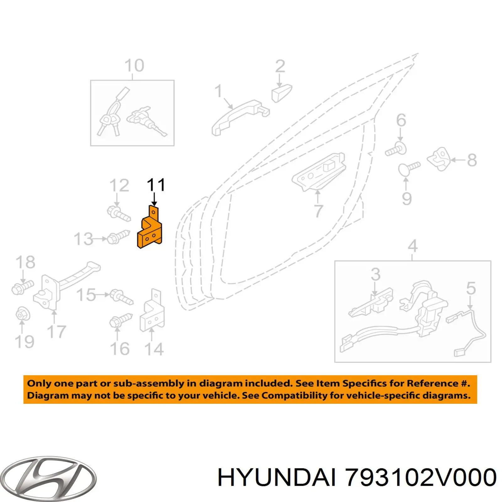 Bisagra de puerta delantera izquierda Hyundai/Kia 793102V000 precio, desde 42,80 EUR