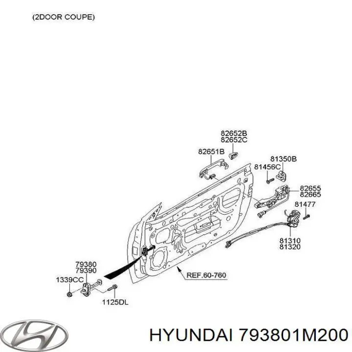 Asegurador puerta delantera izquierda HYUNDAI 793801M200