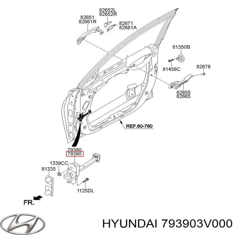 Asegurador puerta delantera derecha para Hyundai Azera (HG)