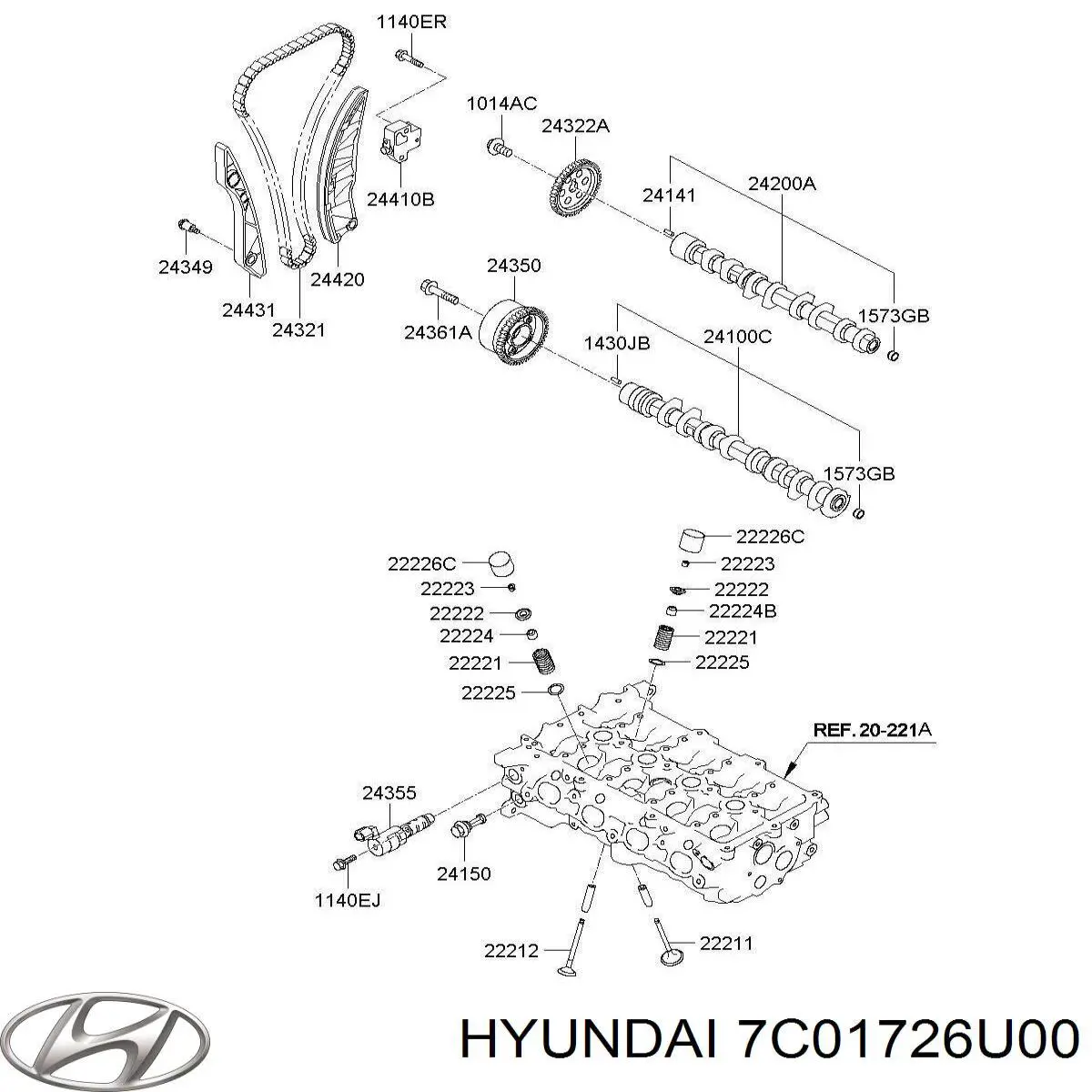 2410026800 Hyundai/Kia Kit árbol de levas