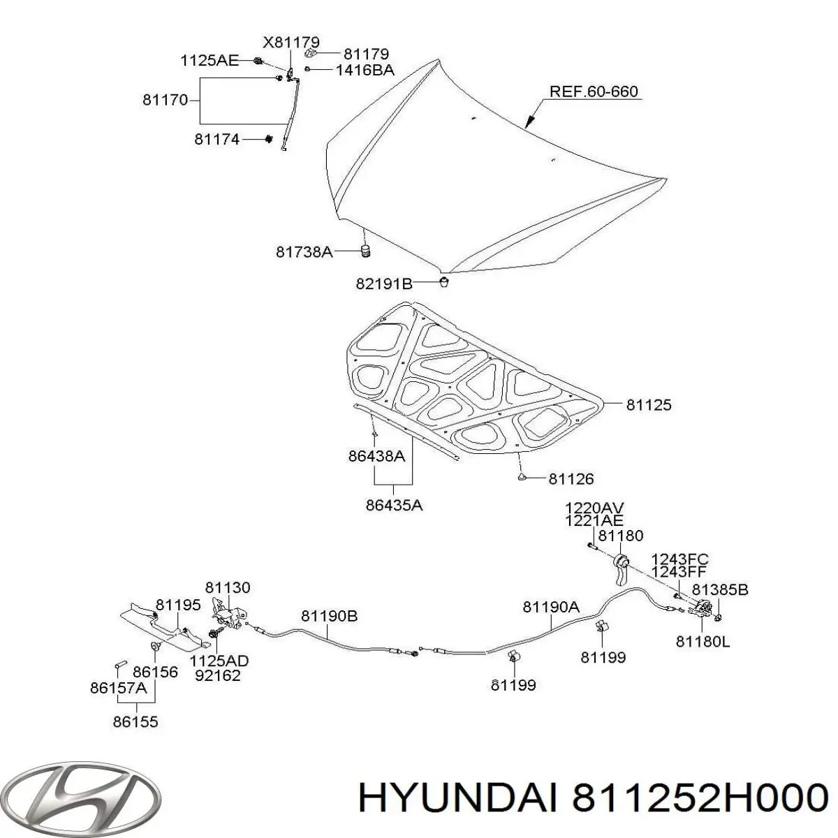 Aislante de capó de motor para Hyundai Elantra IV HD