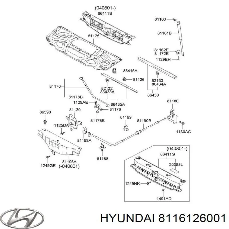 Comprar 8116126001 Hyundai/Kia Amortiguador de capó