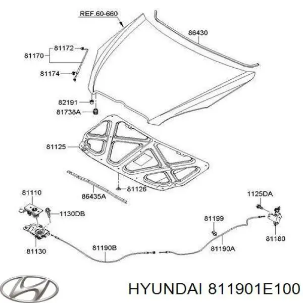 Cable de apertura del capó delantero Hyundai/Kia 811901E100 precio, desde 6,33 EUR
