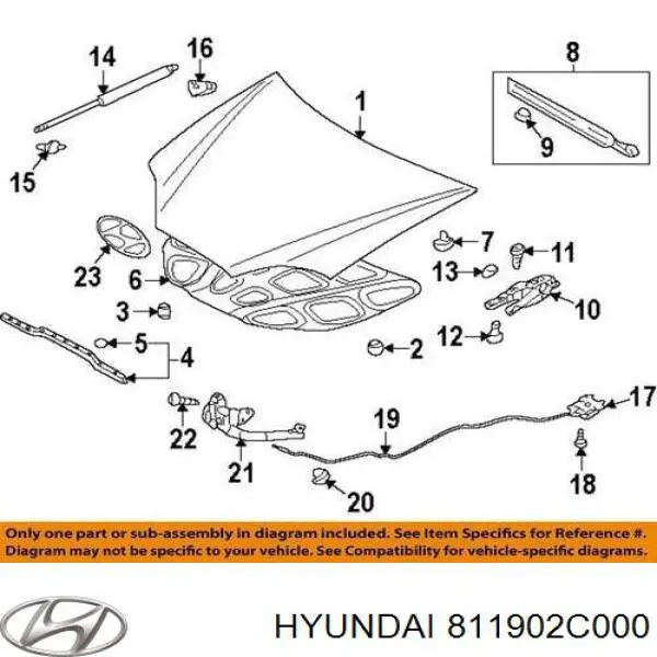 Cable de apertura de capó del motor para Hyundai Tiburon 