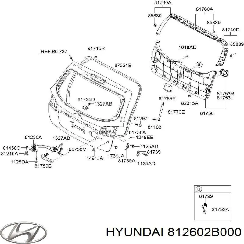 812602B000 Hyundai/Kia manecilla de puerta de maletero exterior