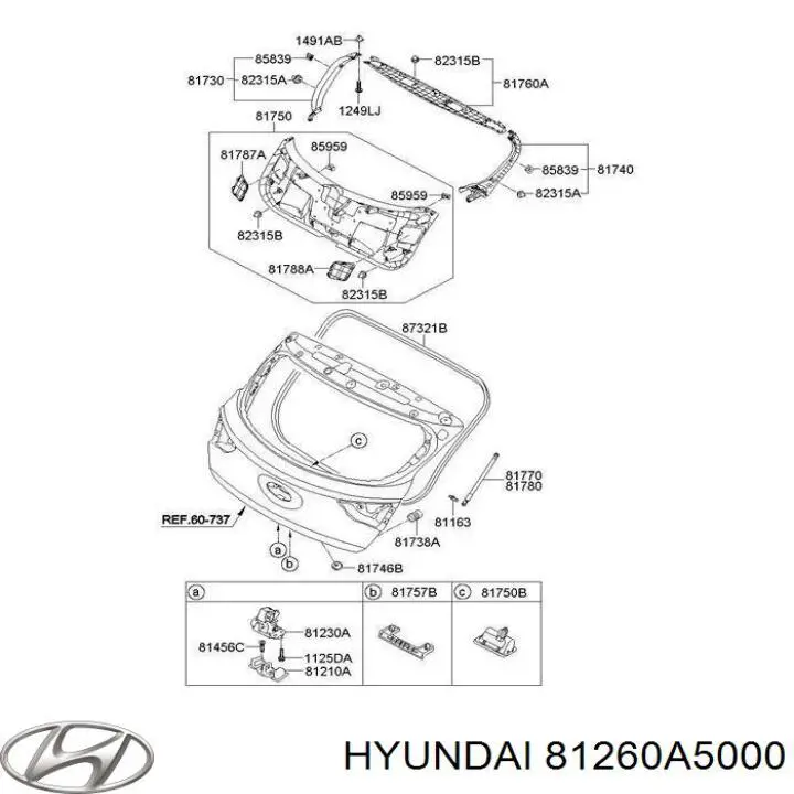 Manecilla de puerta de maletero exterior Hyundai/Kia 81260A5000