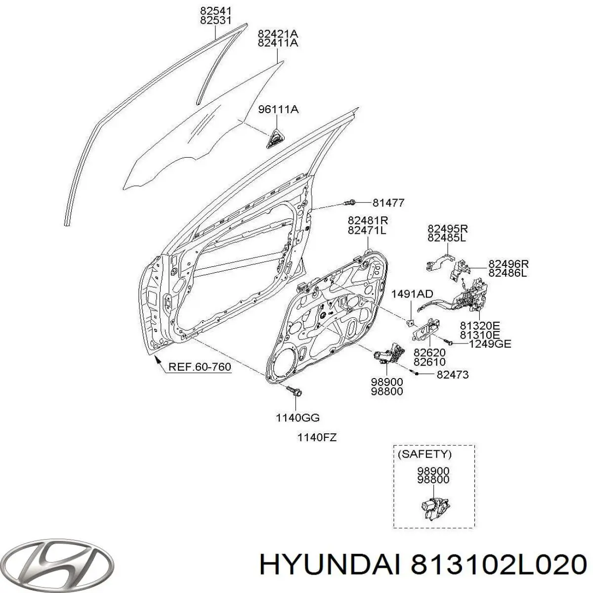 Comprar 813102L020 Hyundai/Kia Cerradura de puerta lateral