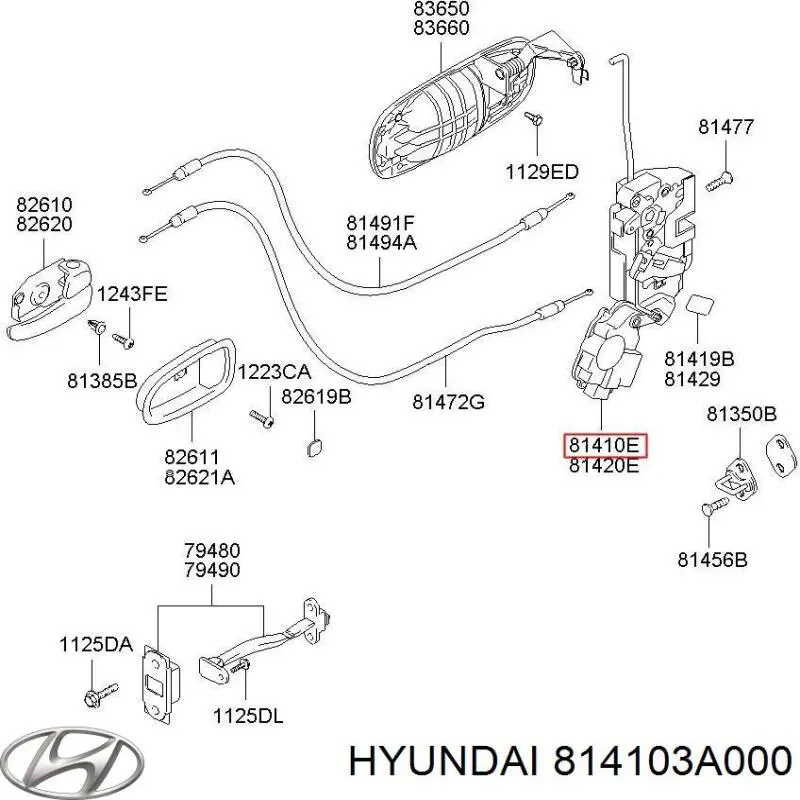 Cerradura de puerta trasera izquierda para Hyundai Trajet (FO)
