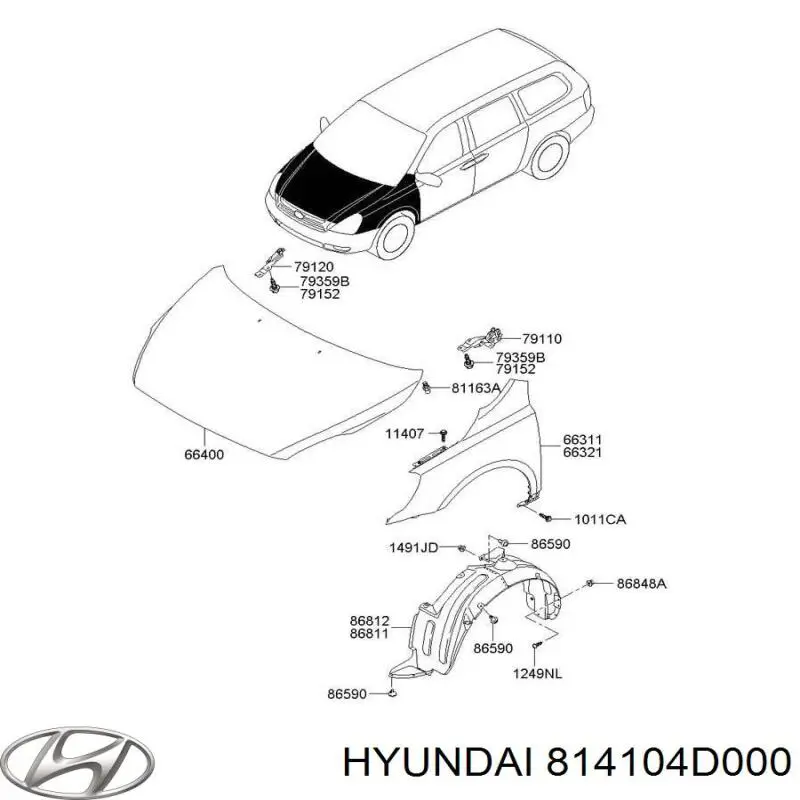 814104D000 Hyundai/Kia cerradura de puerta trasera izquierda
