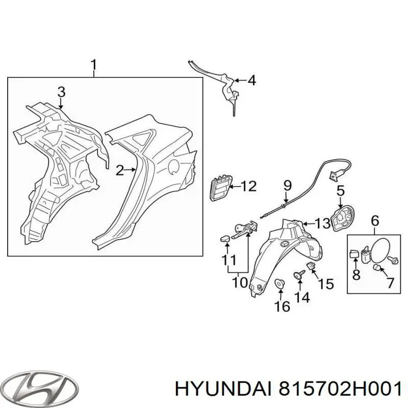 Manilla de cerradura de puerta de combustible HYUNDAI 815702H001