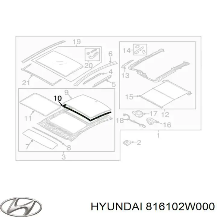 Comprar 816102W000 Hyundai/Kia Tapa de techo corredizo