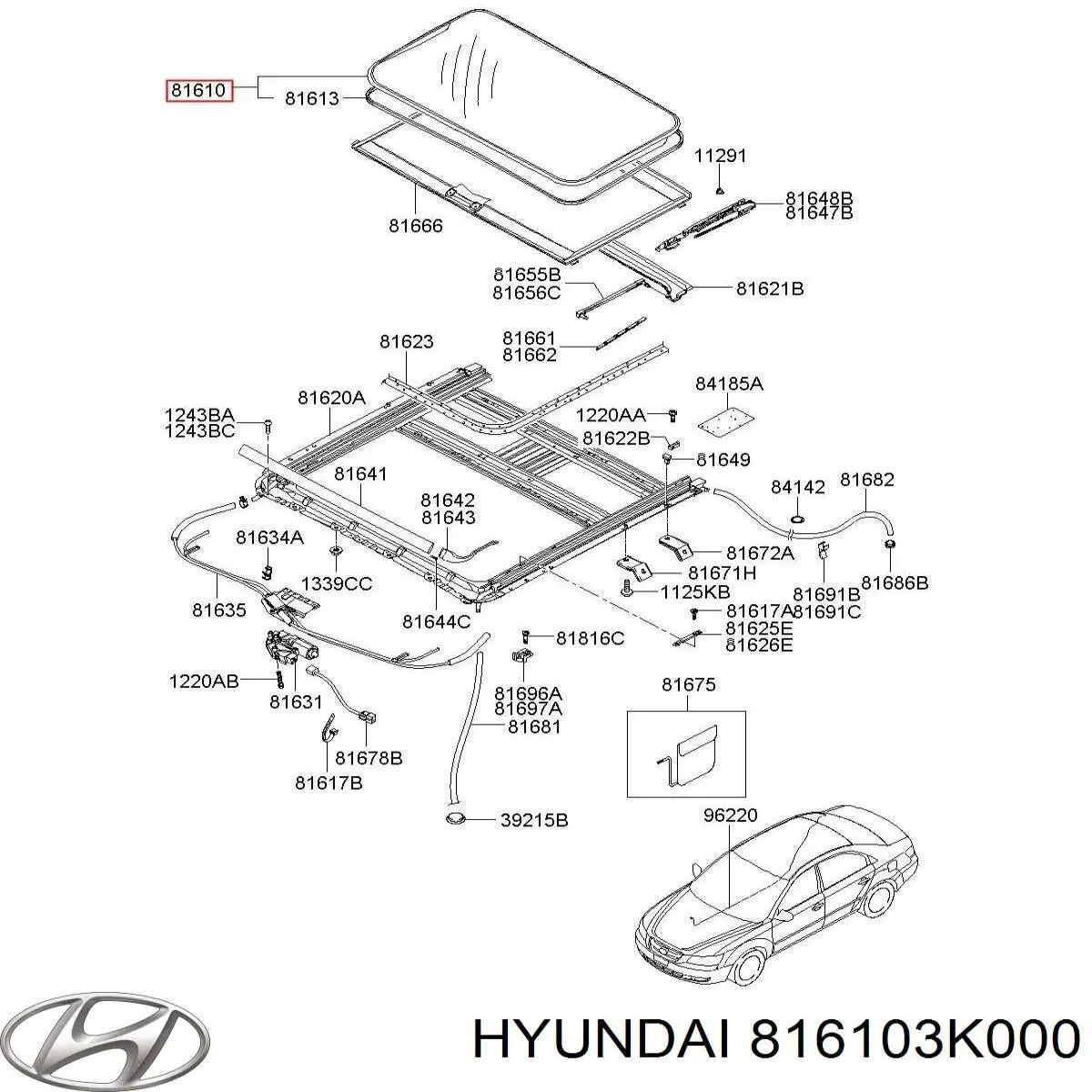 Tapa de techo corredizo Hyundai/Kia 816103K000 precio, desde 271,52 EUR