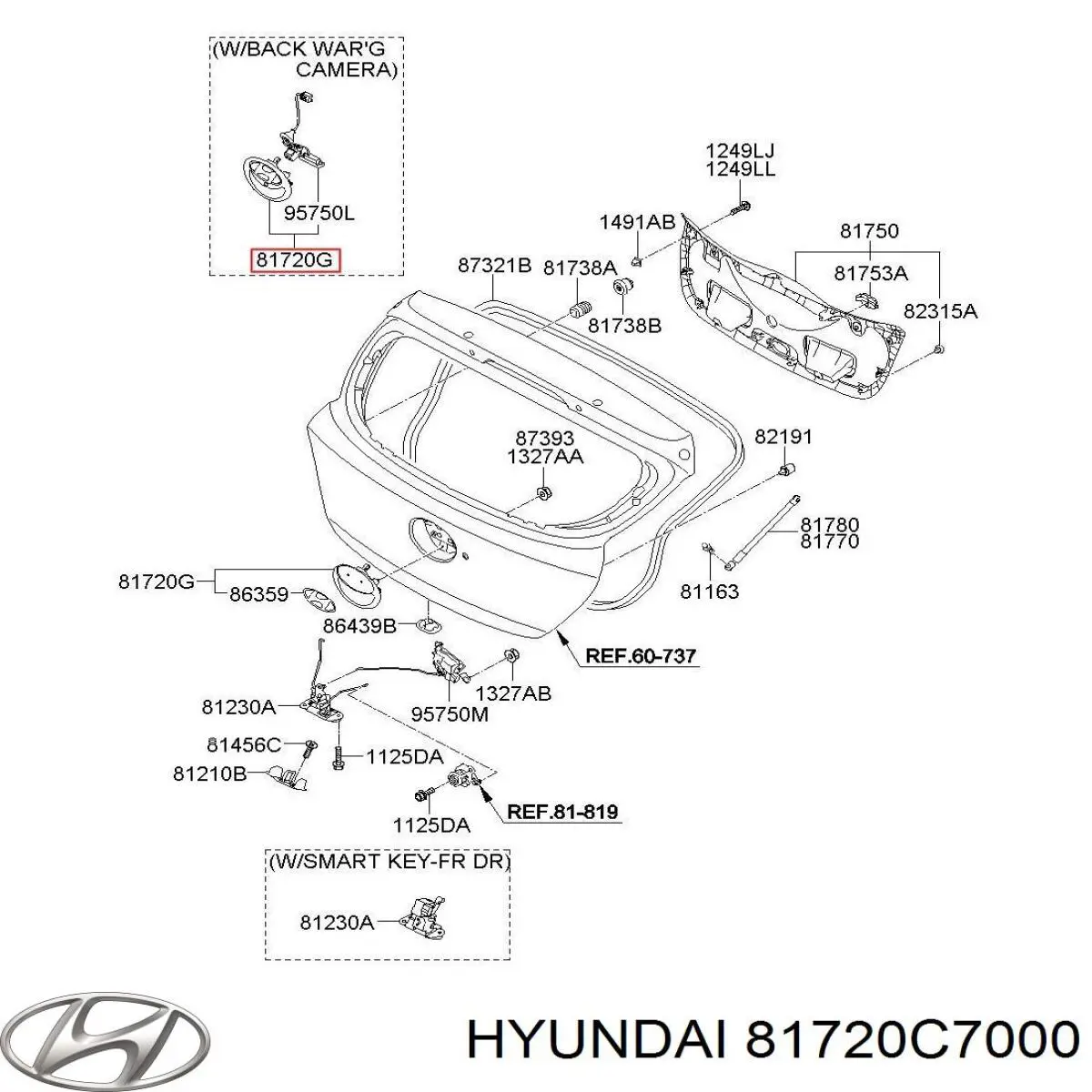 Botón de accionamiento del cierre de la tapa del maletero (puerta trasera 3/5) Hyundai/Kia 81720C7000 precio, desde 60,98 EUR