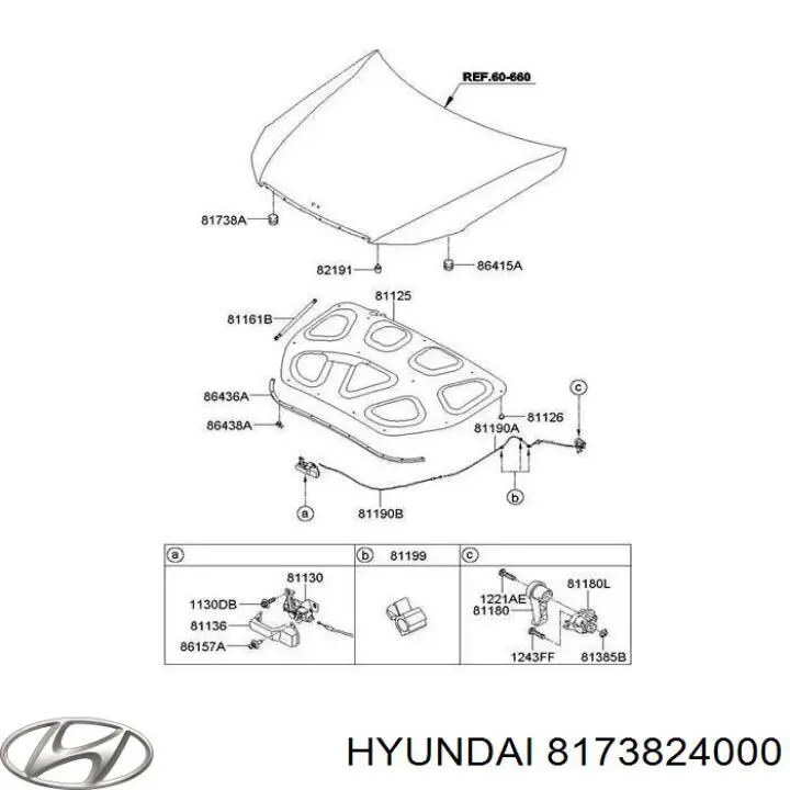 Comprar 8173824000 Hyundai/Kia Tope de la tapa del maletero