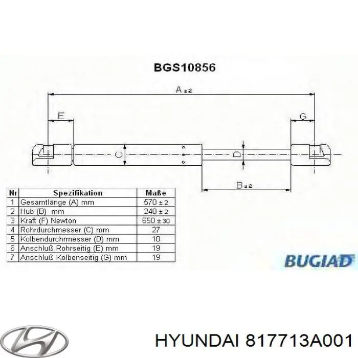 Comprar 817713A001 Hyundai/Kia Amortiguador de puerta trasera