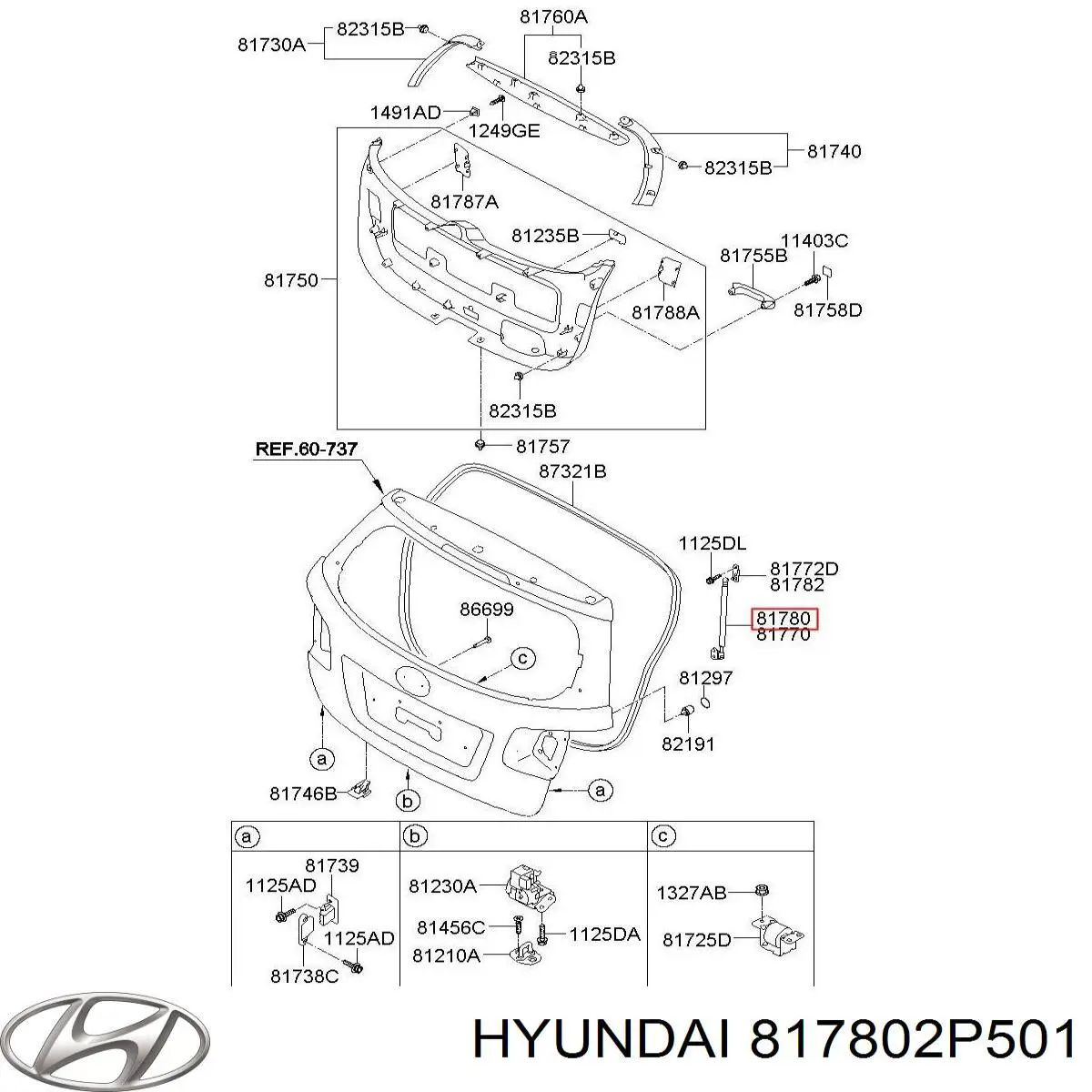 Amortiguador de maletero Hyundai/Kia 817802P500 precio, desde 30,25 EUR