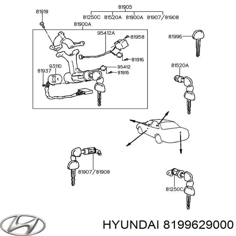Conjunto Transmisor Control De Puertas / Clave En Blanco para Hyundai Matrix (FC)