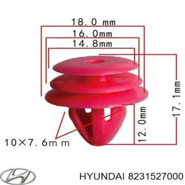 8231527000 Hyundai/Kia clips fijación, revestimiento puerta