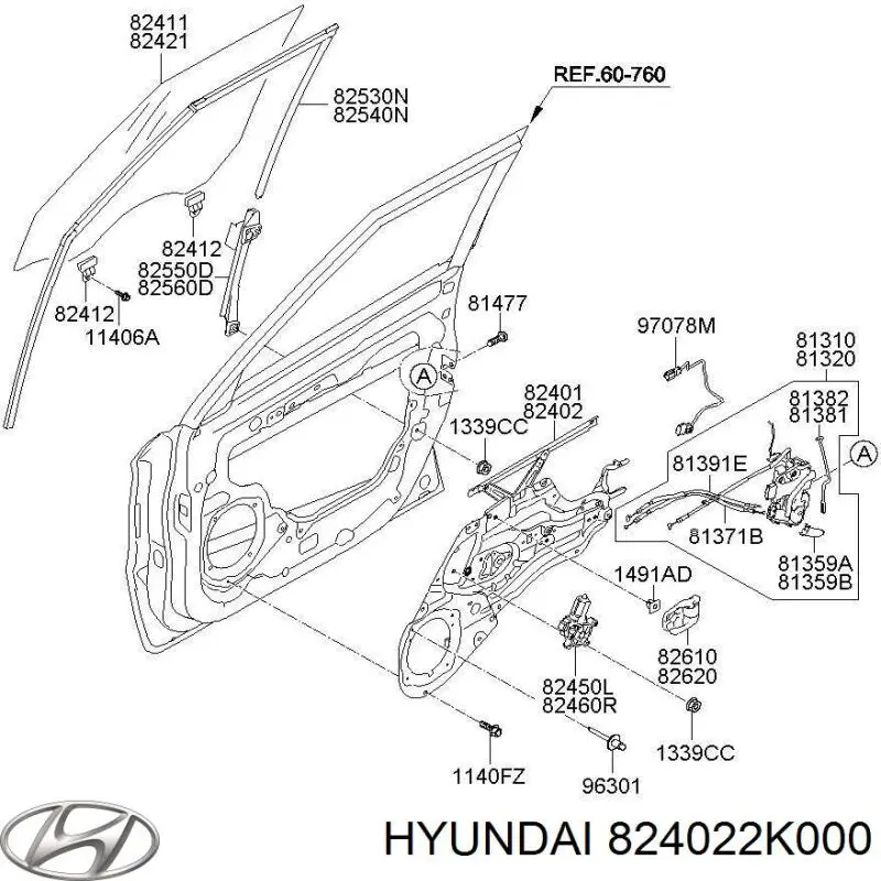 Mecanismo de elevalunas, puerta delantera derecha para KIA Soul (AM)