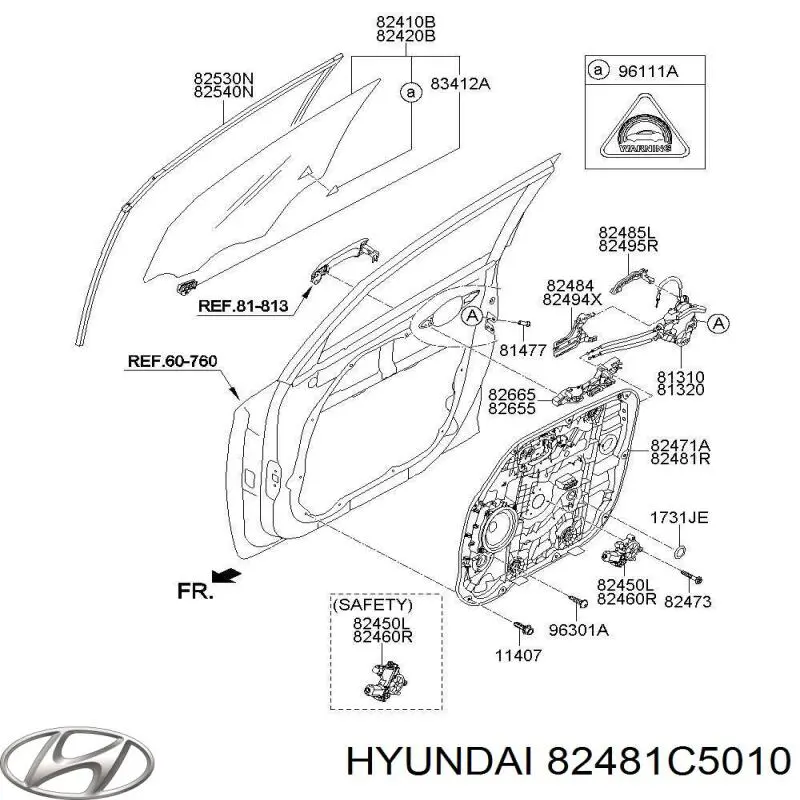 Mecanismo levanta, puerta delantera derecha para KIA Sorento III C5, UM
