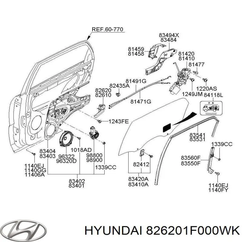 826201F000WK Hyundai/Kia manecilla de puerta, equipamiento habitáculo, delantera derecha