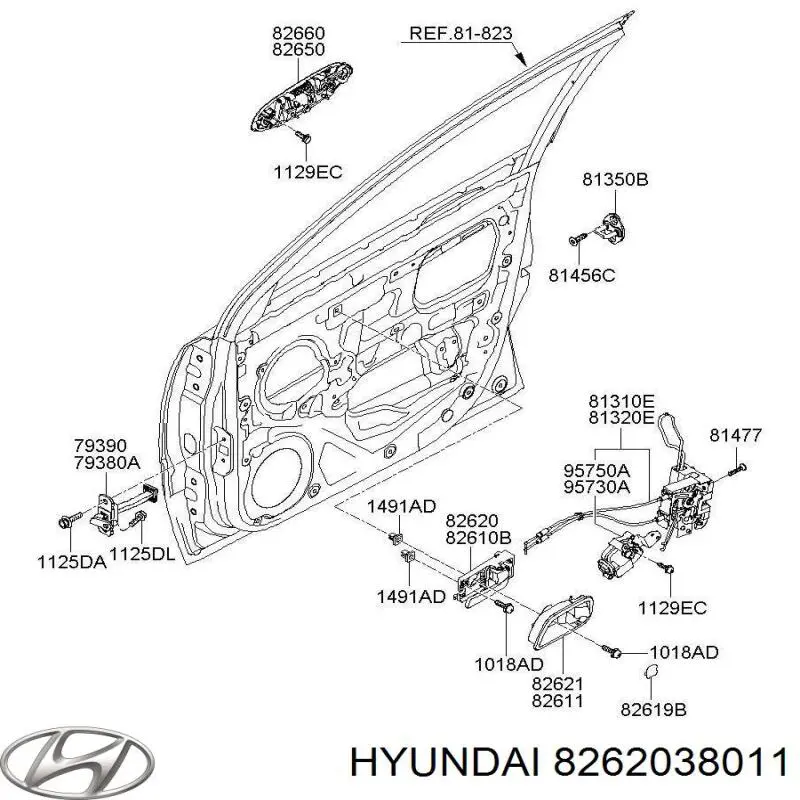 Manecilla de puerta, equipamiento habitáculo, derecha delantera/trasera para Hyundai Sonata (EF)