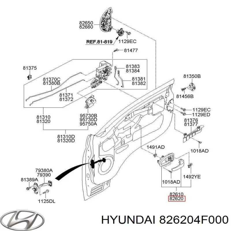 Manecilla de puerta, equipamiento habitáculo, derecha delantera/trasera para Hyundai H100 