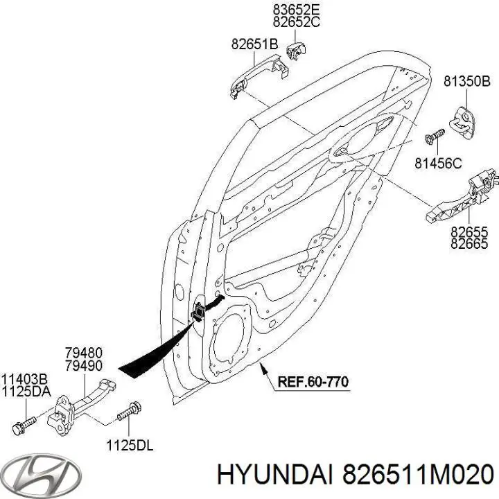Manija exterior de puerta delantera 826511M020 Hyundai/Kia