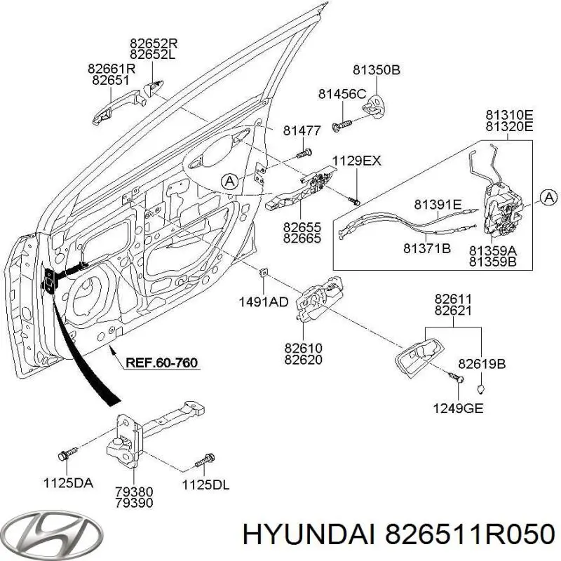 Tirador de puerta exterior delantero izquierda Hyundai Accent (RB)