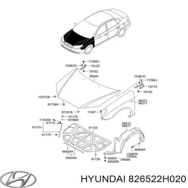 Tapa, manecilla puerta, delantera derecha para Hyundai Elantra (HD)