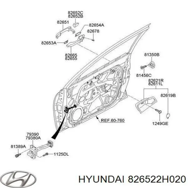 Comprar 826522H020 Hyundai/Kia Tapa de manija exterior de puerta delantera derecha