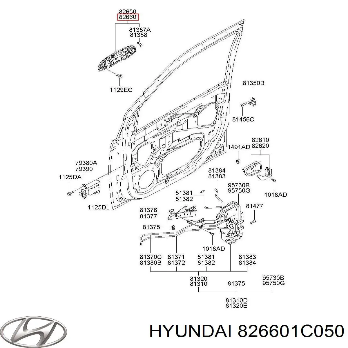 Manecilla de puerta exterior delantero derecha para Hyundai Getz 