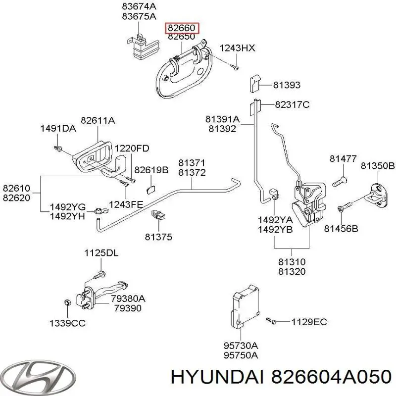 826604A050 Hyundai/Kia tirador de puerta exterior delantero derecha