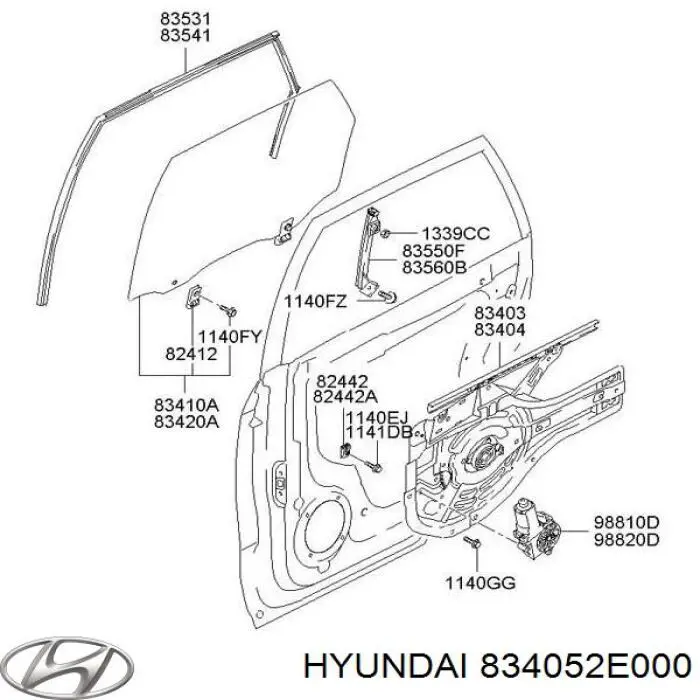 Mecanismo alzacristales, puerta trasera izquierda para Hyundai Tucson (JM)