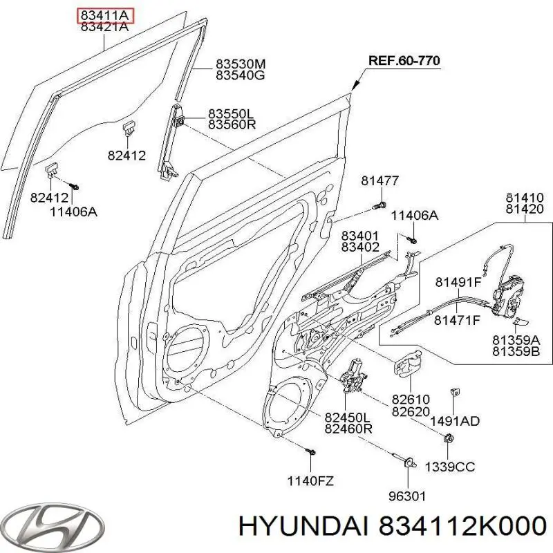 AB15509A Sekurit luna de puerta trasera izquierda