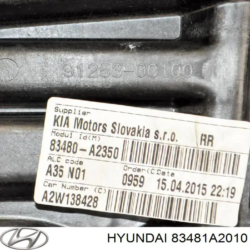 83481A2000 Hyundai/Kia mecanismo de elevalunas, puerta trasera derecha